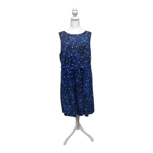 ModCloth Dress Womens 2X Blue Star Print Sleeveless Fit Flare Galaxy Cotton - Picture 1 of 15